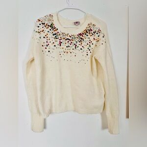 Colorful Sequin Embellished White Sweater by designer Airoldi